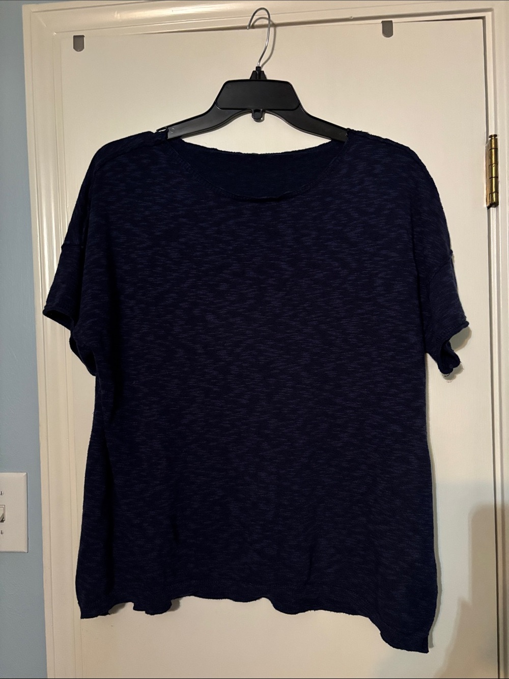 Casual Navy Short-Sleeve Women’s Top
